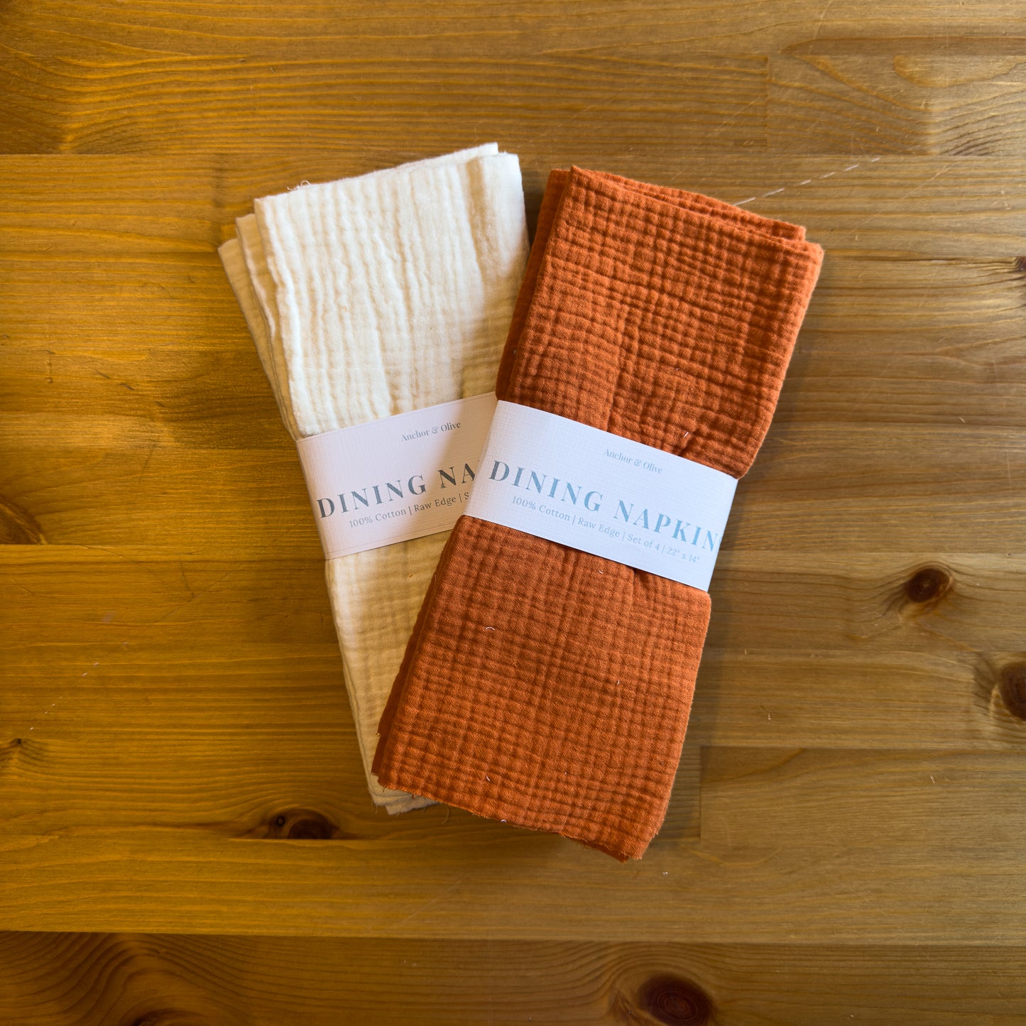 Raw Edge Cotton Gauze Napkins — Set of 4